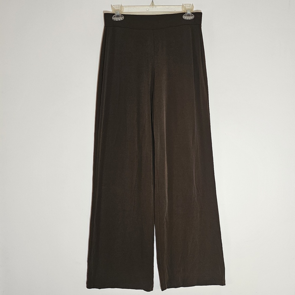 Kim Rogers Petite Pants Womens PM Brown Stretch Wide Leg Yoga Band Dress Lined